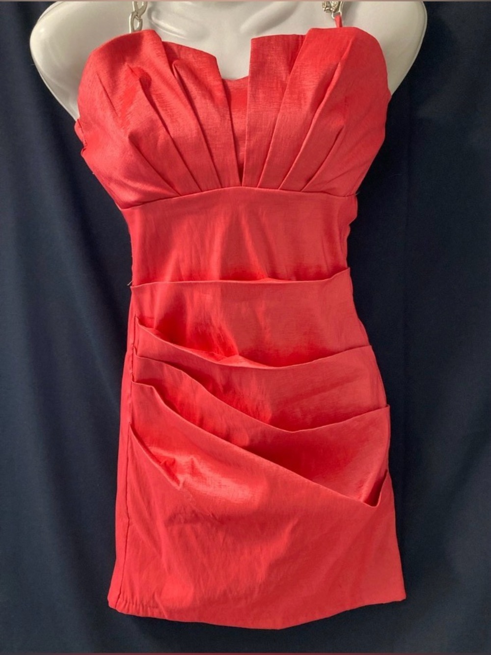 Létté Red Satin Ruched Cutout Chain Strap Mini Cocktail Dress Y2K S/M